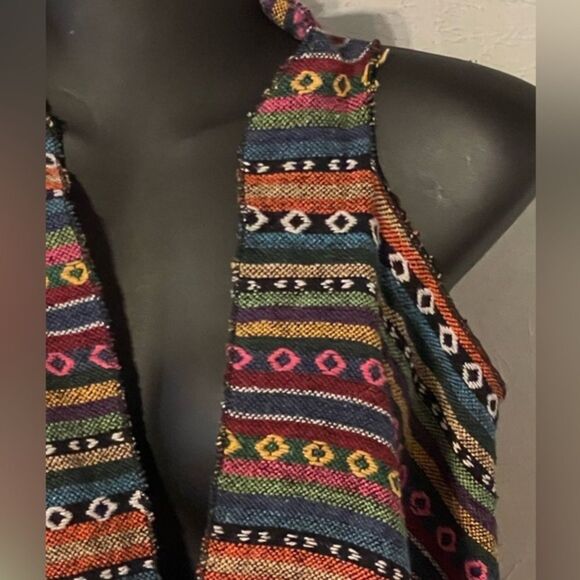 Small Grace & Emma Southwest design embroidered open front striped Boho vest - Picture 7 of 13